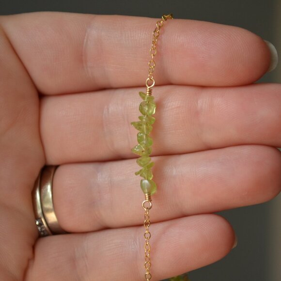 Real Peridot Chip Bracelet in Gold - Picture 10 of 10